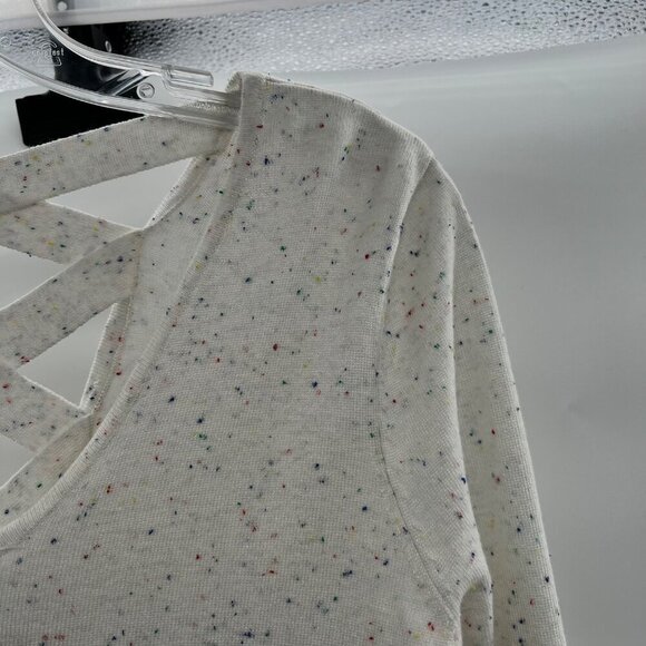 It's Our Time Women's Lightweight Sweater Criss Cross Back Speckled Sz Small New - Picture 4 of 9